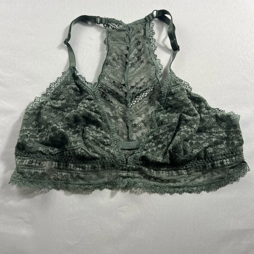 Victoria's Secret Green Lace Front Closure Razorback Bralette SizeX-Large